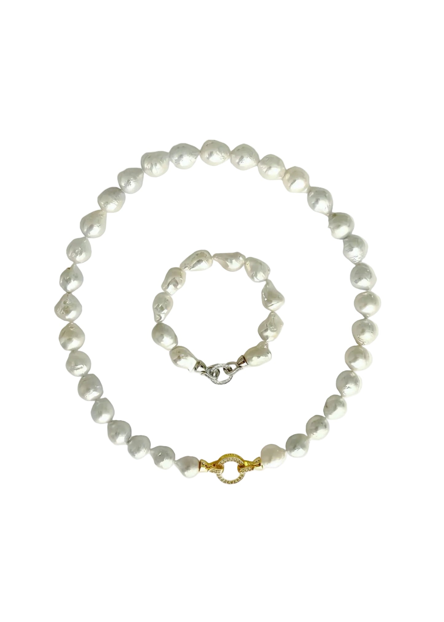 Hera - Large Baroque Pearl Necklace with Gold