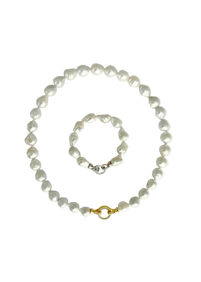 Hera - Large Baroque Pearl Necklace with Gold