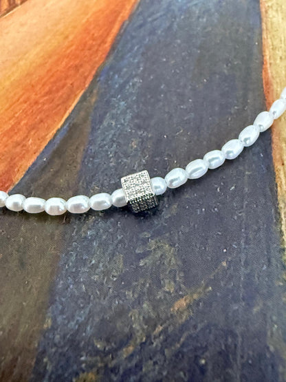 The Pavé Pixel - Petite baroque Pearl Necklace