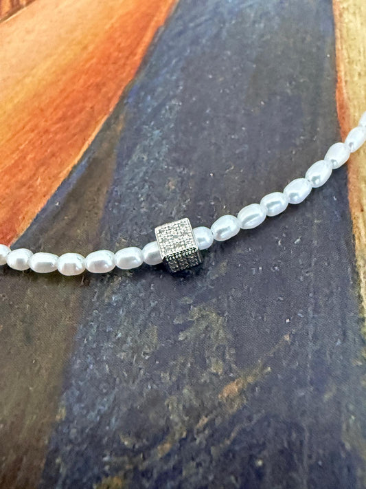 The Pavé Pixel - Petite baroque Pearl Necklace