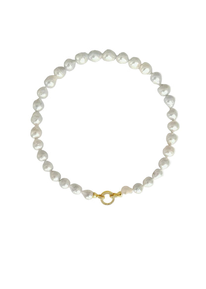 Hera - Large Baroque Pearl Necklace with Gold