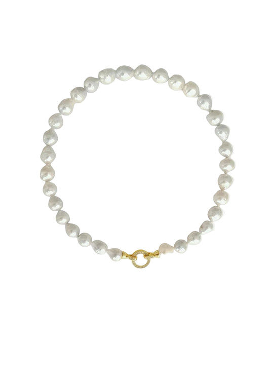 Hera - Large Baroque Pearl Necklace with Gold