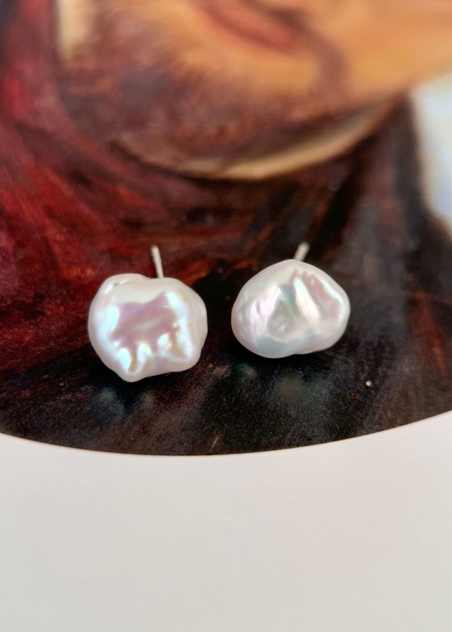 Halo Freshwater Baroque Pearl Ohrstecker