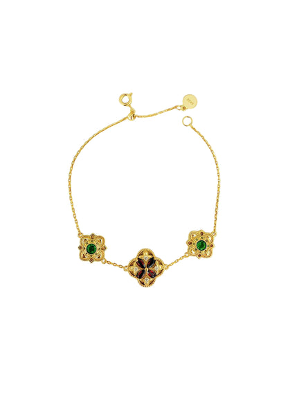 Flower Tile Armband in Gold